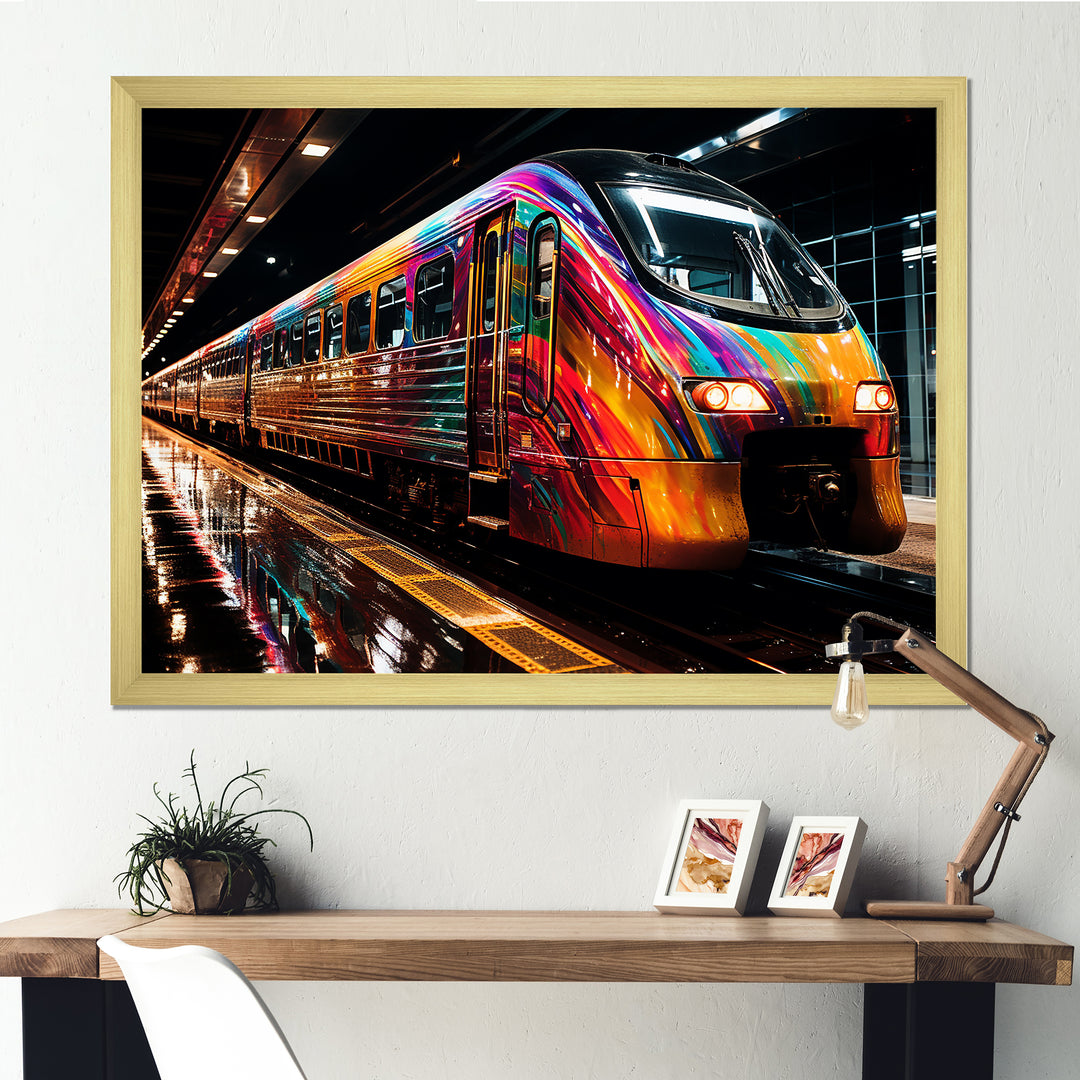 Colorful graffiti Train Journey - Transportation Train Canvas Wall Art