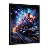 Purple moonlight Train Journey - Transportation Train Canvas Wall Art