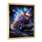Purple moonlight Train Journey - Transportation Train Canvas Wall Art