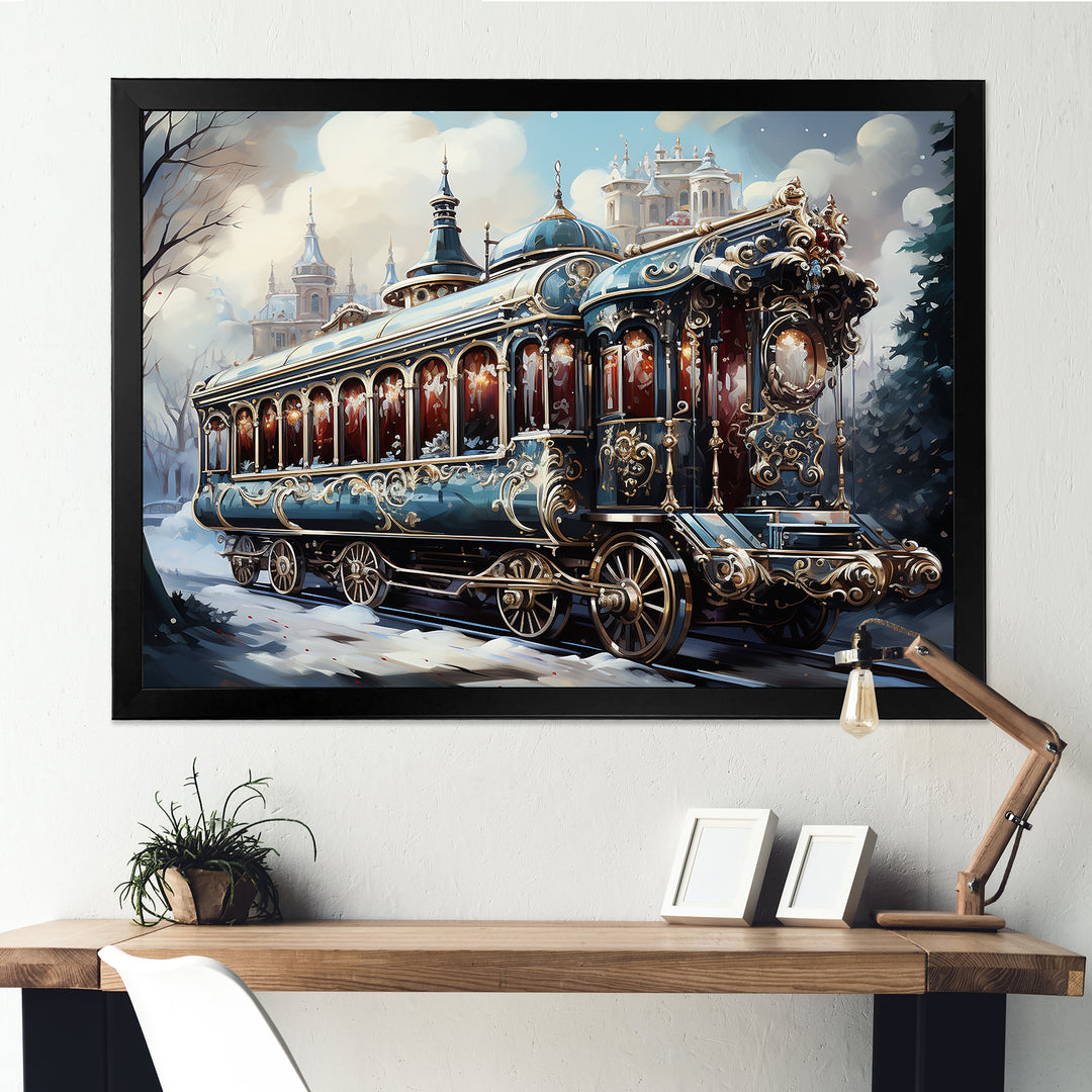 Christmas Train Journey I - Transportation Train Canvas Wall Art