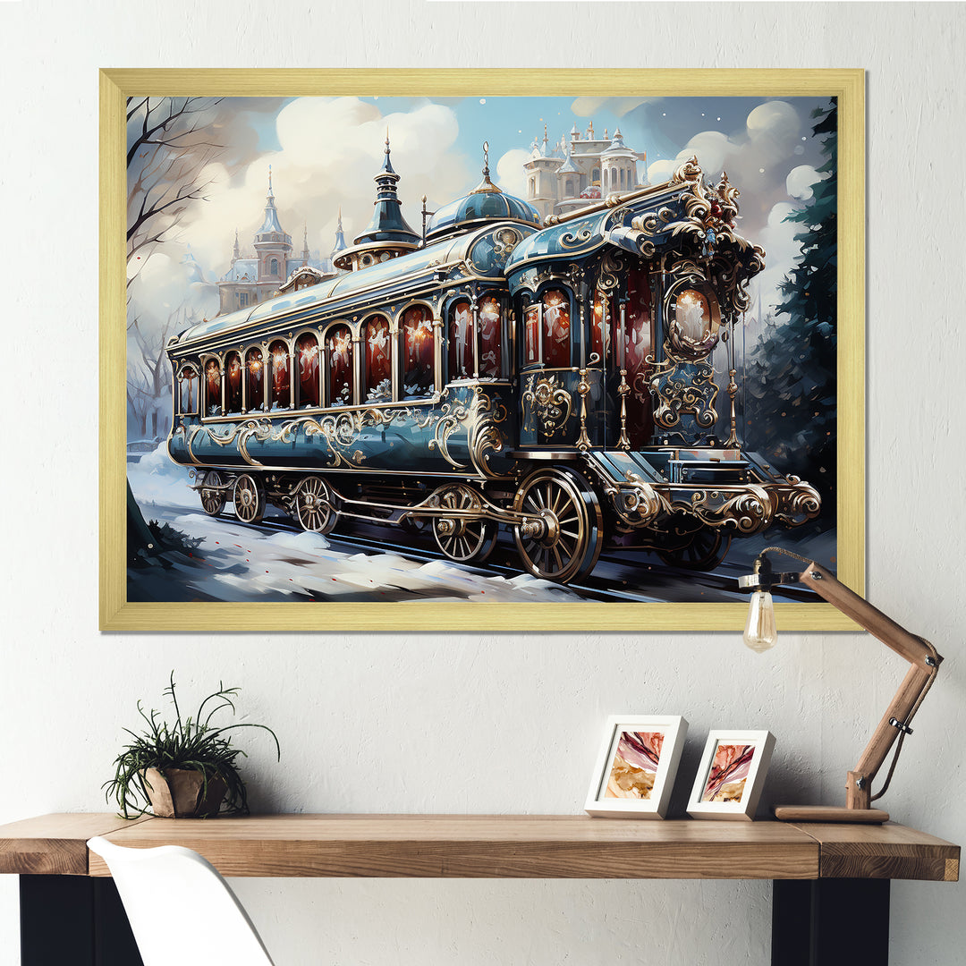 Christmas Train Journey I - Transportation Train Canvas Wall Art