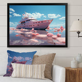 Pink yacht voyage success - Boat Canvas Wall Art