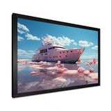Pink yacht voyage success - Boat Canvas Wall Art