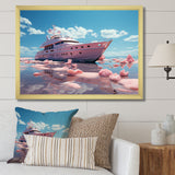 Pink yacht voyage success - Boat Canvas Wall Art