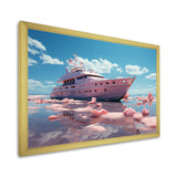Pink yacht voyage success - Boat Canvas Wall Art