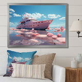 Pink yacht voyage success - Boat Canvas Wall Art