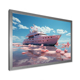 Pink yacht voyage success - Boat Canvas Wall Art