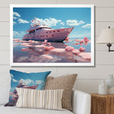 Pink yacht voyage success - Boat Canvas Wall Art