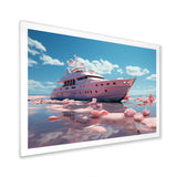 Pink yacht voyage success - Boat Canvas Wall Art
