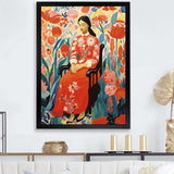 Mexican floral woman portrait  I - Fashion Canvas Wall Art