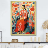 Mexican floral woman portrait  I - Fashion Canvas Wall Art