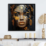 Black and gold Expressive Tribes African Woman I - Fashion Canvas Wall Art