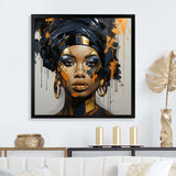 Black and gold Expressive Tribes African Woman IV - Fashion Canvas Wall Art