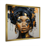 Black and gold Expressive Tribes African Woman IV - Fashion Canvas Wall Art