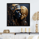 Cubism black and gold African Mother  II - Fashion Canvas Wall Art