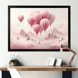 Pink Air Balloon Adventure on Peak - Hot Air Balloon Canvas Wall Art