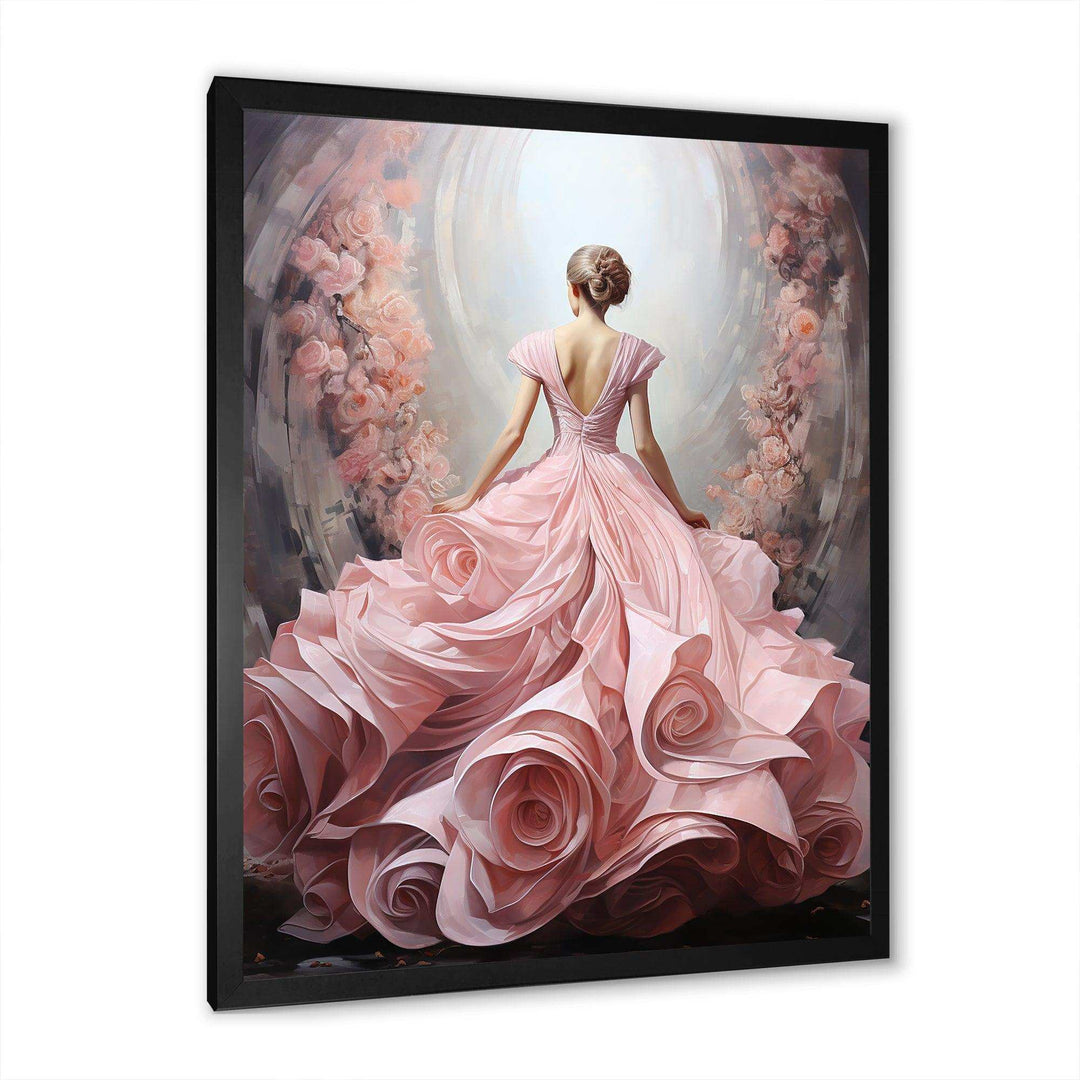 Pink and white woman ballet solitude II - Abstract Canvas Wall Art