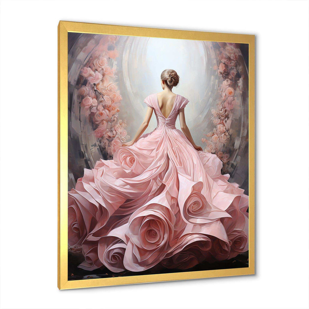 Pink and white woman ballet solitude II - Abstract Canvas Wall Art
