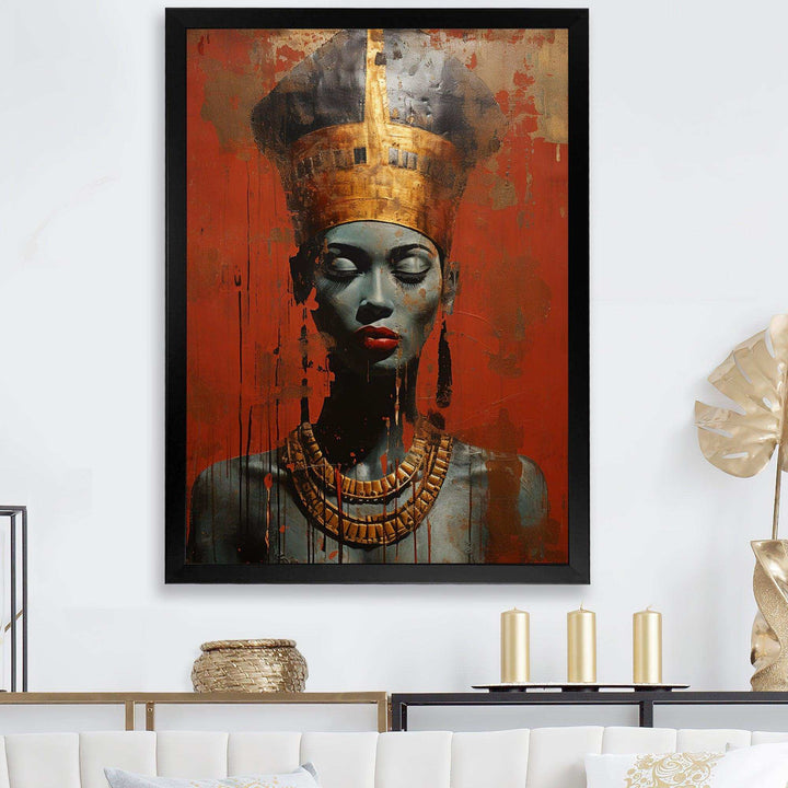 Gold and Red Diva African American Woman III - Fashion Canvas Wall Art