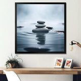 Blue Zen Serenity of Spiritual Stones in Water I - Spiritual Canvas Wall Art