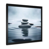 Blue Zen Serenity of Spiritual Stones in Water I - Spiritual Canvas Wall Art