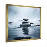 Blue Zen Serenity of Spiritual Stones in Water I - Spiritual Canvas Wall Art