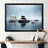 Blue Zen Serenity of Spiritual Stones in Water II - Spiritual Canvas Wall Art