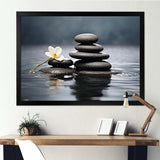 Blue Zen Serenity of Spiritual Stones in Water III - Spiritual Canvas Wall Art