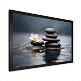 Blue Zen Serenity of Spiritual Stones in Water III - Spiritual Canvas Wall Art