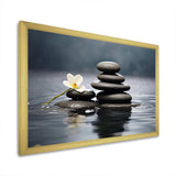 Blue Zen Serenity of Spiritual Stones in Water III - Spiritual Canvas Wall Art