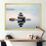 Blue Zen Serenity of Spiritual Stones in Water IV - Spiritual Canvas Wall Art