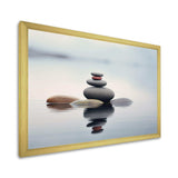 Blue Zen Serenity of Spiritual Stones in Water IV - Spiritual Canvas Wall Art