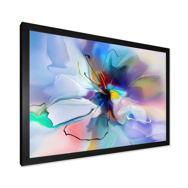 Abstract Creative Blue Flower Framed Print Vibrant Black - 1.5" Width