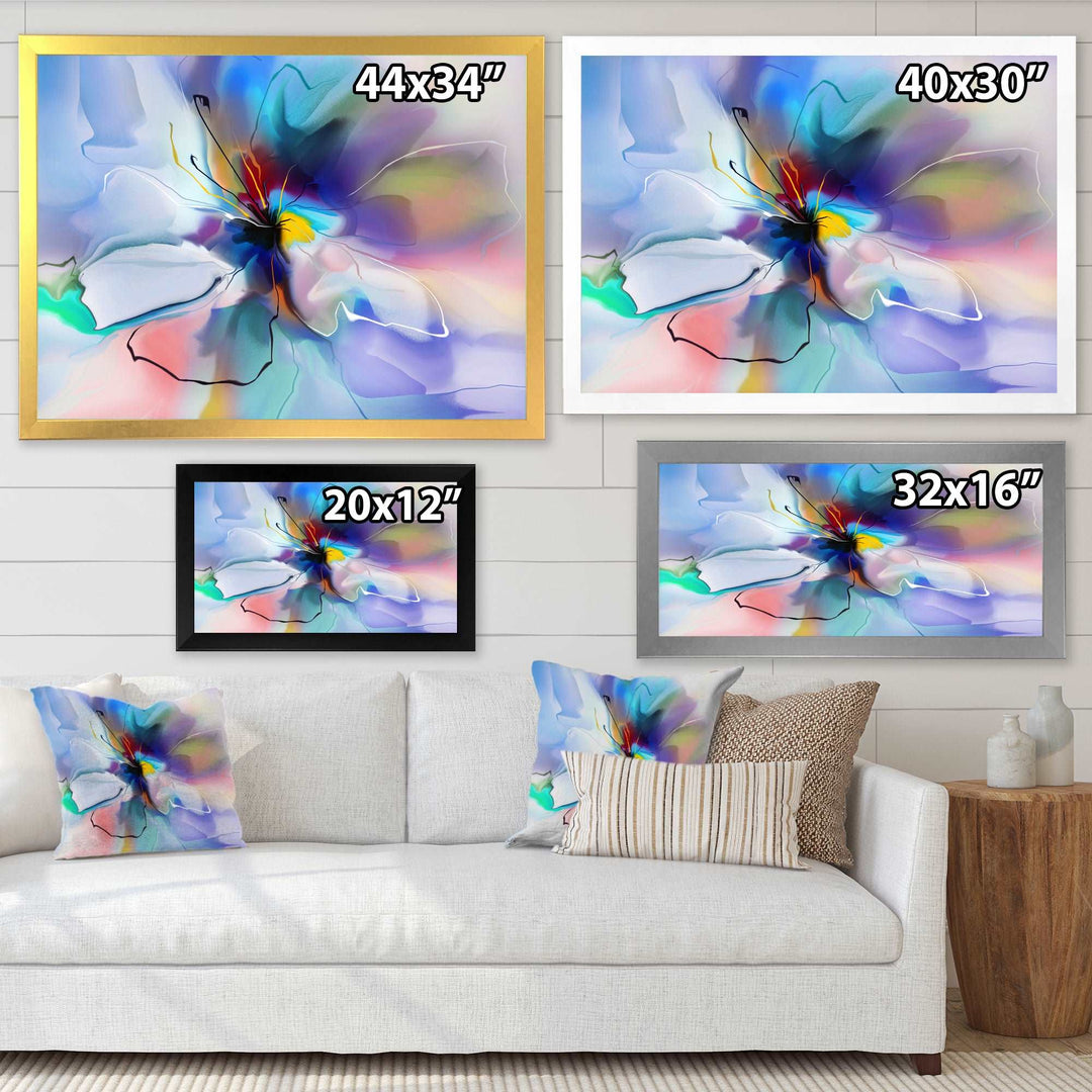 Abstract Creative Blue Flower Framed Print Matte White - 1.5" Width