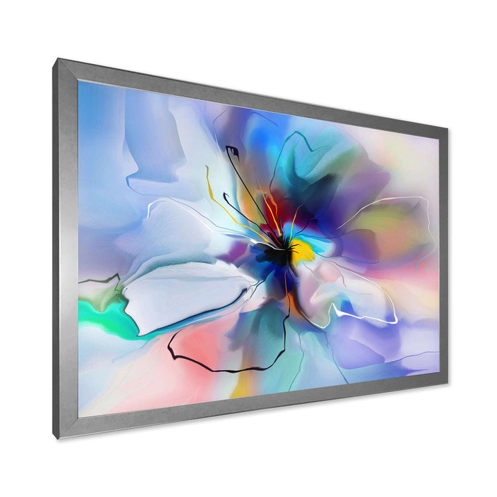 Abstract Creative Blue Flower Framed Print Matte White - 1.5" Width