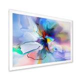Abstract Creative Blue Flower Framed Print Matte White - 1.5" Width
