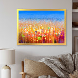 Abstract Flower Field Watercolor Painting Framed Print Vibrant Gold - 1.5" Width