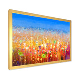 Abstract Flower Field Watercolor Painting Framed Print Vibrant Gold - 1.5" Width