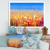 Abstract Flower Field Watercolor Painting Framed Print Matte White - 1.5" Width