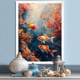 Orange Koi fish coral Marine Magic - Coral Wall Art Prints