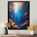 Blue orange coral clownfish Marine life - Coral Framed Canvas Art