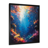 Blue orange coral clownfish Marine life - Coral Framed Canvas Art