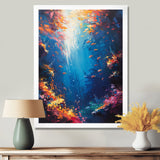 Blue orange coral clownfish Marine life - Coral Framed Canvas Art