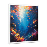Blue orange coral clownfish Marine life - Coral Framed Canvas Art