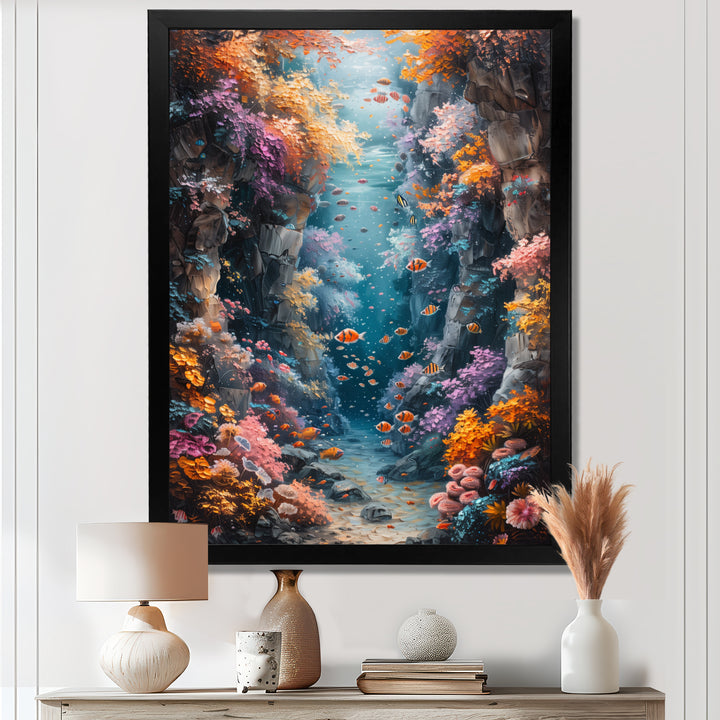 Orange blue coral Marine Marvel dreams - Coral Canvas Wall Art