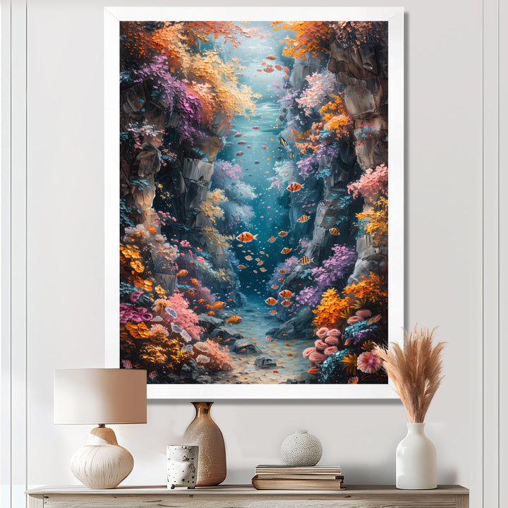Orange blue coral Marine Marvel dreams - Coral Canvas Wall Art