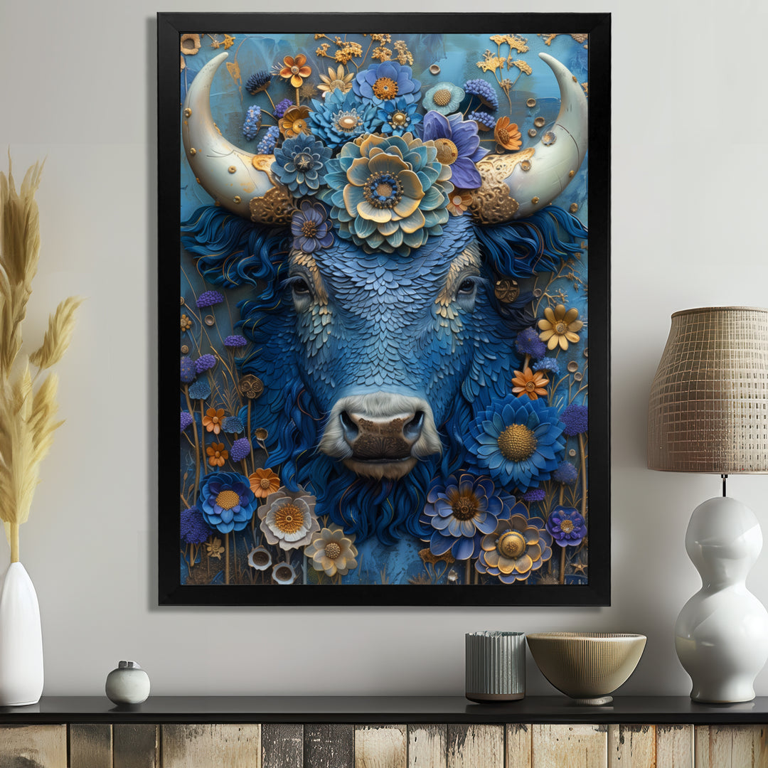 Blue Taurus Astrology Cosmic Harmony - Blue Taurus Wall Art