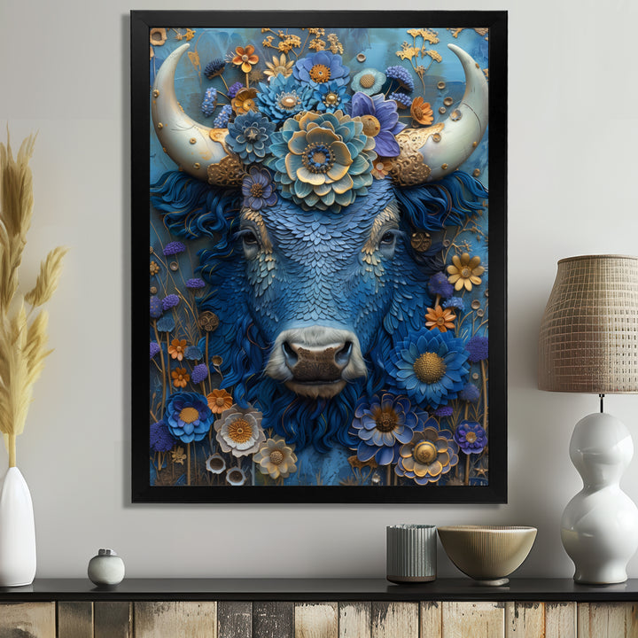 Blue Taurus Astrology Cosmic Harmony - Blue Taurus Wall Art