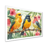 Yellow Birds on a brand of Garden of Eden - Bird Bedroom Wall Art