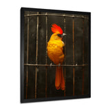 Yellow red Caged Bird elegance - Bird Canvas Wall Art